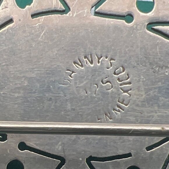 Vintage Sterling Brooch Pin Dannys Mexico Abalone Shell Southwest Geometric - Picture 4 of 8